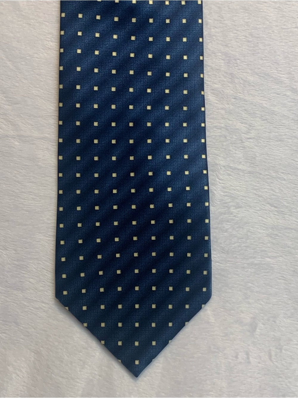 Laurant Benon Paris 100% Silk Men's Blue Tie Geometric Square Pattern